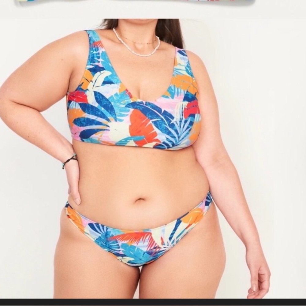 Old Navy Tropical Print Scoop Neck Two Piece Swimsuit 4x NWT